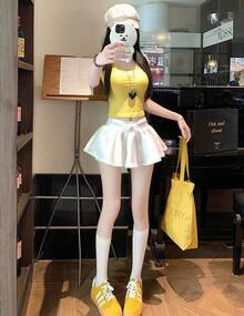 Ballet Style Rope-Less Half Skirt Summer Wear Gal A-Shaped Loose Waist Pompom Skirt Is Perfect For Everyday Outings And Dates - White - View 5