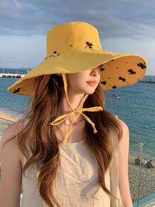 1pc New Four-Leaf Clover Shaped Wide Brim Sun Hat, Reversible Summer Casual Party UV Protection Polyester Sun Hat, Suitable For Women - Multicolor - View 8