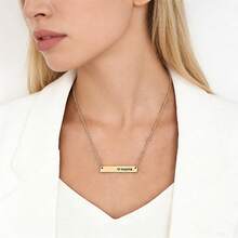 1件装百搭简约金属字母“MAMA”吊坠项链，优雅的母亲节礼物 - 金色 - 查看 3