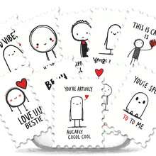 36pcs Cute Character Stickers Pack | Stylish Vinyl Decals With Whimsical Character & Funny Text Graphics | For Phone, Luggage & Decor | For Fans & Playful Vibe Enthusiasts Funny Stickers Kindle Scrapbook Supplies Laptop Sticker Scrapbooking - Rectangle - View 4