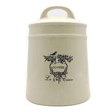 Ceramic Coffee Canister JarsAirtight Coffee Storage Container with Handle Lid Ceramic Food Storage Jars for Coffee Beans Vacuum Sealed Vintage Kitchen Canisters Large 8.5 inches Beige - Beis - Ver 1