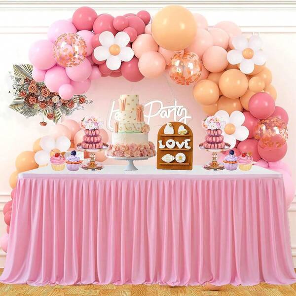 1 pieza Falda de mesa elegante y transparente, adecuada para mesas largas o redondas, desmontable con , ideal para bodas, cumpleaños y mesas rectangulares o redondas, hecha a mano - perfecta para exhibir pasteles y postres