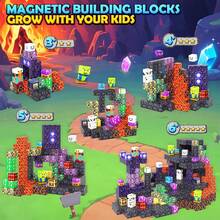 50/100/200/300片磁性积木，磁性拼搭玩具，可搭建3D世界，STEM磁性立方体感官玩具，磁性立方体玩具，可搭建熔岩洞穴世界，适合3岁以上儿童，男孩女孩皆宜，教育用品，生日/节日礼物（部分颜色随机） - 彩色 - 查看 6