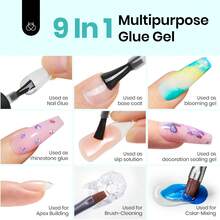 Beetles Gel Nail Glue, 9 In 1 UV Nail Glue For Acrylic Nail Tips, Super Strong Brush On Formula, Base Coat Gel, Ideal Gift For Women, UV LED Light Required - 1Pcs 7.5Ml Nail Glue Gel - 查看 3