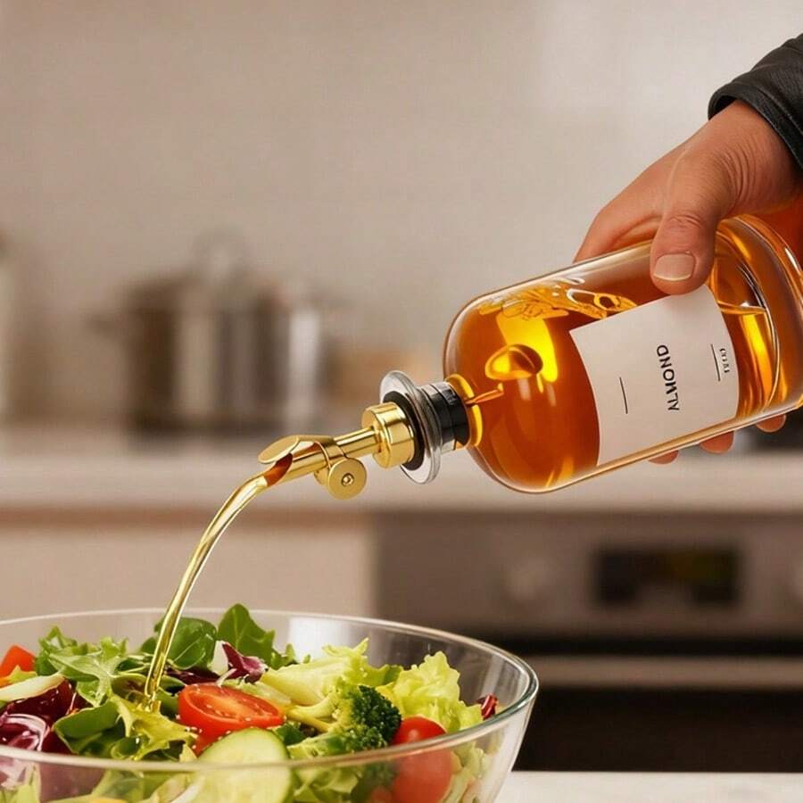 1 chai đựng dầu ô liu mạ vàng, chai đựng dầu ăn nhà bếp, chai đựng siro cà phê (thích hợp cho quán cà phê), chai thủy tinh đựng dầu ăn, kèm sticker ngẫu nhiên. - Vàng - Xem 1