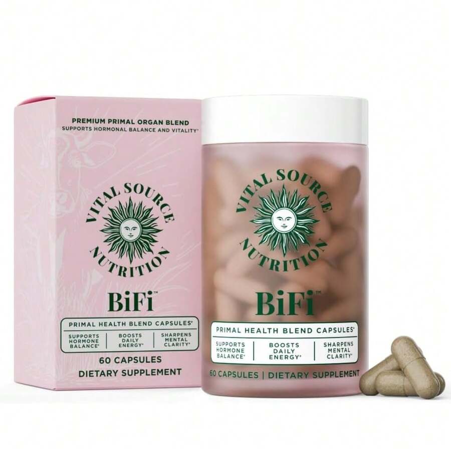 Vital Source Nutrition - BiFi Capsules - Premium Primal Organ Blend - Supports Hormone Health, Energy, Stamina & Clarity - Daily Vitality - Ancestral Supplements For Women - No Artificial Ingredients Vitamins Supplements Chlorophyll Creatina Monohidratada Vitamins Probiotics For Women Protein Powder Quick Ship Items  Creatina Colageno - 60 Count - View 1