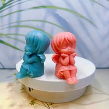 1个新款天使女孩硅胶模具，手工DIY节日礼物香氛蜡烛硅胶模具 - A-白色 - 查看 5