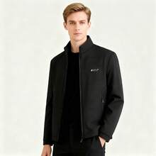 Men's Casual Stand Collar Jacket, Business Formal Outerwear, Spring & Autumn - Black - View 1