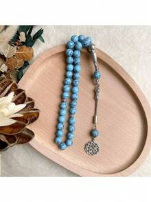 轻巧耐用玻璃念珠，33颗珠子，穆斯林祈祷念珠，日常携带，开斋节礼物 - 彩色 - 查看 2