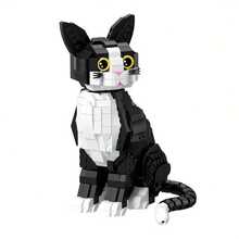 Jouet pour chat modulable, set de blocs de construction noir et blanc à collectionner, convient pour la décoration de bureau et comme cadeau pour les amateurs de chats, conçu pour les hommes et les femmes - Noir - Voir 5