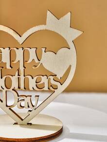 1pc Mother's Day Wooden Heart Crown Decor, With Hollow "Happy Mother's Day" English Text Design, Modern Minimalist Decor For Holiday Celebration, Suitable As Mother's Day Gift And Home Tabletop Decoration - one-size - View 11