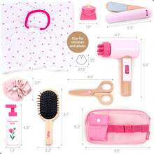木制化妆玩具套装，适合小女孩角色扮演游戏，逼真的化妆美容玩具套装，适合作为生日礼物 - 彩色 - 查看 6
