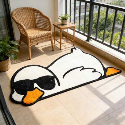 1pc Fashion Sunglasses Duck Carpet, Cute Cartoon Duck Bedside Rug, Soft Plush Floor Mat, Home Decor Living Room Sofa Carpet, Comfortable Shaggy Rug, Suitable For Living Room, Bathroom, Fashionable Home Decor, Coffee Table Sofa Mat, Home Decor Living Room Carpet, Decorative Rug, Bedroom Decor, Bedroom Carpet