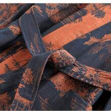 Áo choàng dài tay nam, chất liệu vải jacquard cotton mềm mại, cạp chun rộng, kiểu dáng Trung Quốc, nhẹ nhàng, thích hợp cho mùa xuân và mùa hè. - Bụi tím - Xem 6