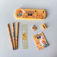 pokemon Cartoon Character Licensed Stationery Gift Set, Including Pencil, Notebook, Pencil Sharpener, Pencil Case, Ruler, Eraser, Crayons - Multicolor - View 4