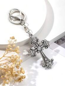 时尚水钻镶嵌十字架吊坠钥匙扣，汽车饰品，包包挂饰 - 彩色 - 查看 3