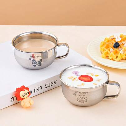 1pc 70/200ML 304 Stainless Steel Mini Kids Water Cup With Handle, Cute Capybara & Bear Pattern Milk Cup, Coffee Mug, Portable Durable Children Drinking Cup, Anti Scalding Drinkware, Suitable For School, Dorm, Office, Outdoor Camping, Picnic,Travel, Bakc To School