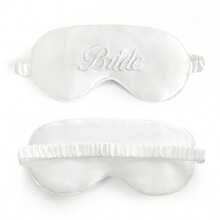 1pc White "Bride" Embroidered Soft Polyester Fabric Eye Mask, Lightweight Blackout Sleep Mask For Wedding & Nap - 1 White Bride - View 4