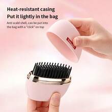 Máy duỗi tóc cầm tay sạc điện, bàn chải duỗi tóc không dây, lược nhiệt USB, giúp tóc mượt và bồng bềnh. - Hồng - Xem 4