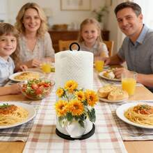 Bright Sunflower Paper Towel Holder - Freestanding Kitchen Paper Towel Roll Dispenser, Realistic Floral Design, Sturdy Base, No-Assembly Required Paper Roll Rack, Suitable For Bathroom, Dining Table, Bedroom Farmhouse Decor, Durable Design, Mother's Day Gift - Multicolor - View 4
