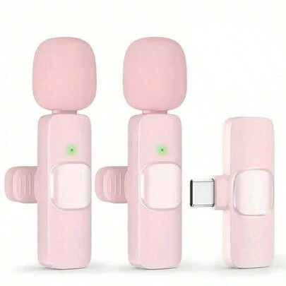 适用于智能手机和笔记本电脑的无线领夹式麦克风，全指向无线电容式录音麦克风，适用于采访、视频播客、Vlog 等，带防风罩的无线领夹式麦克风，适用于智能手机、笔记本电脑、音频/视频录制和视频采访