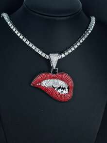 1pc Women's Red Lip Pendant Necklace, Showcasing Charm, Becoming The Center Of Attention, Best Gift For Friends - Multicolor - View 3