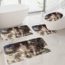 Bathroom Rug Mat Set 3/4/5 Piece, Mixed Color Bath Mat Set, Non-Slip Ultra Soft Carpet Mats, Water Absorbent With U-Shaped Toilet For Bathroom, Tub, Shower, Thick Bathroom Mat, Machine Washable Bath Mat For Bathroom Floor - Màu nâu - Xem 5