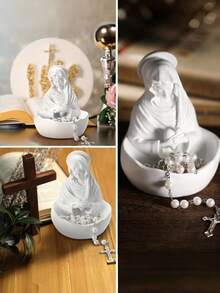 Statuie a Fecioarei Maria din Lourdes, fildeș, de 20 cm, cu suport pentru rozariu din rășină, cadou decorativ religios catolic pentru acasă și birou (versiunea clasică). Potrivit și ca cadou de absolvire, cadou pentru întoarcerea la școală sau cadou pentru femei. Scenariile aplicabile includ decorarea camerei, decorarea casei, decorarea zilei de naștere, decorarea nunții, decorarea dormitorului, decorarea petrecerii etc. - Multicolor - Vizualizare 7