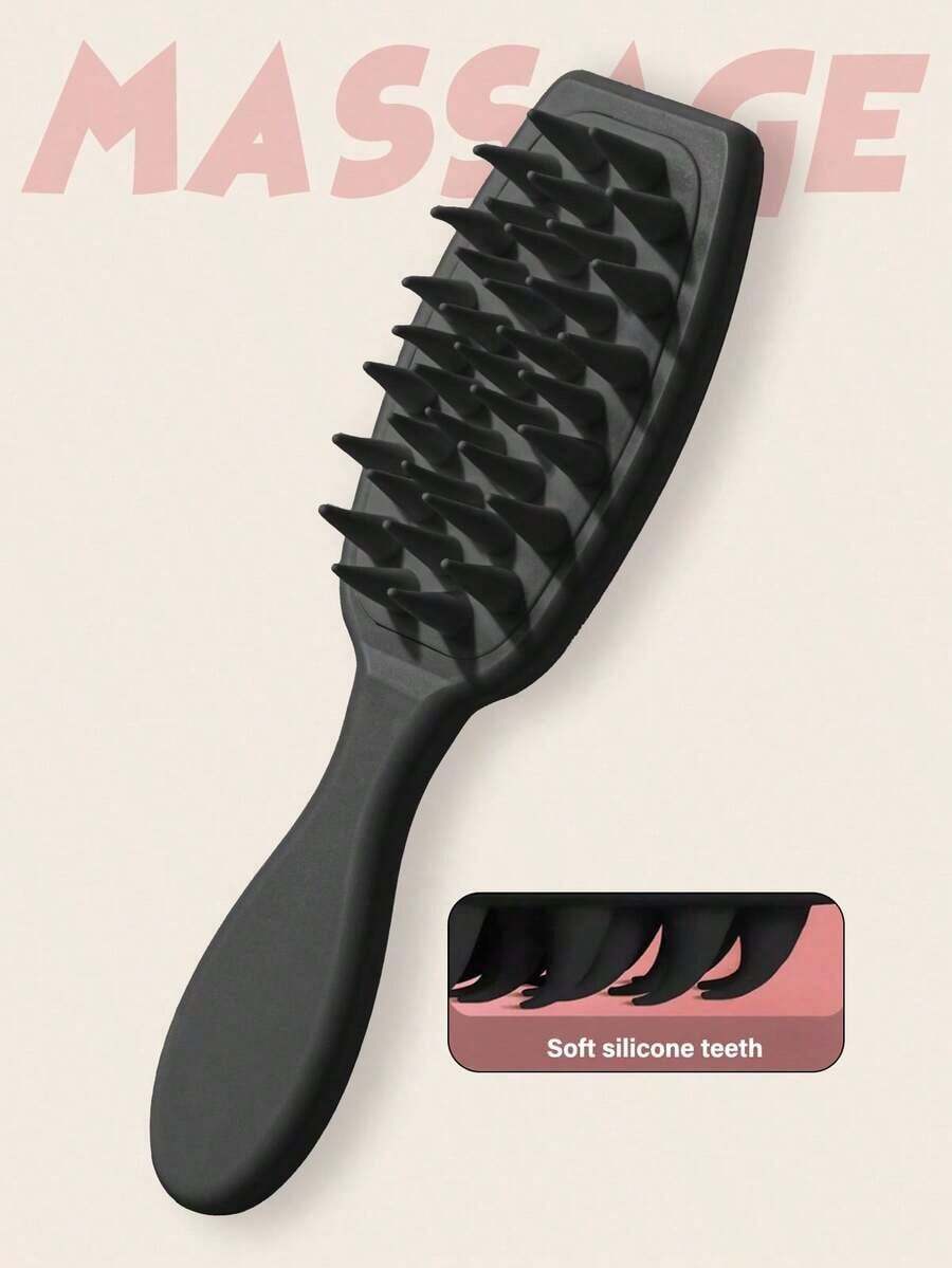 1pcs Shampoo Brush Scalp Massager Comb, Silicone Hair Scrubber With Long Handle For Hair Growth And Dandruff Removal, For Home Use Hair Brush Comb( Black ) ,Hair Styling Tools Hair Accessories - 黑色-1pc - 查看 1