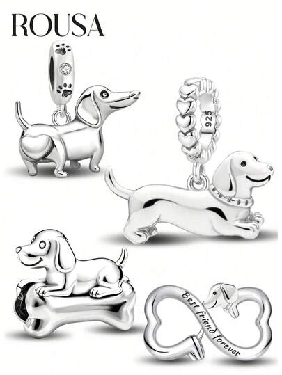 1个925纯银无限符号串珠热狗吊坠，适合女士手链、手镯DIY首饰制作及日常饰品装饰。