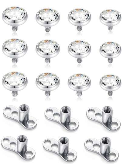 مجموعة من المجوهرات الجراحية الفولاذية 14G ذات الخيط الداخلي مرصعة بالزركونيا المكعبة AAAAA+، مناسبة للارتداء اليومي والحفلات للرجال والنساء