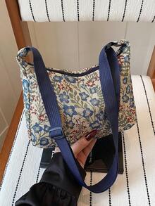 休闲时尚艺术印花斜挎包，新款小众设计简约单肩包 - 彩色 - 查看 7