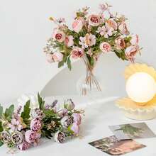 1/3/60 piezas Flores de rosa de seda artificial, ramo floral realista, adecuado para el hogar, restaurante, sala de estar, decoración de jardín al aire libre, props de fotografía floral, flores artificiales, ramo de boda, ramo de novia, suministros de boda, decoración de boda, flores decorativas, decoración de primavera, Día de San Valentín - Rosa - Ver 8