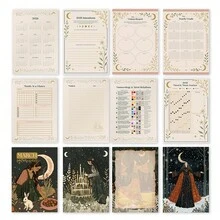 1 cuốn sổ kế hoạch và sổ tay xoắn lò xo hiện đại năm 2026 dành cho phù thủy - Sổ tổ chức cá nhân 117 trang với bảng tầm nhìn, theo dõi chu kỳ mặt trăng và các trang kiểu bài Tarot, trang thiết lập dự định và mục tiêu hàng năm, lịch tuần và tháng dạng rời dành cho phụ nữ có đời sống tâm linh. - Hình chữ nhật - Xem 5