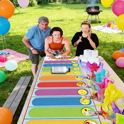 10-Level Rainbow Scroll Game Scoreboard - 59.0 Inches Long, Vibrant Striped Design - Suitable For Family Gatherings, Team Building, Outdoor Activities, Graduation Ceremonies And Birthday Parties - Durable Material, No Power Required