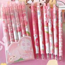 6 Pcs Erasable Gel Ink Retractable Pens Cute Pink Peach Fine Point Office School Supplies For Women Black Ink-Peach - 黑墨桃 - 查看 2