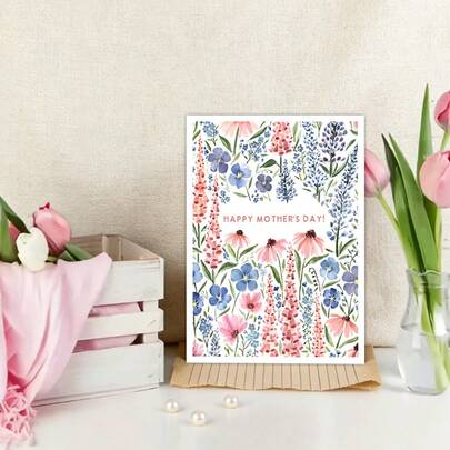 Happy Mother's Day Greeting Cards, Watercolor Wildflower Mother's Day Greeting Cards, Warm, Sweet, And Touching Wishes From Sons/Daughters, Birthday Cards For Mom, Congratulations, Celebrations