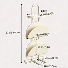3 Tiers Multi-Functional Iron Side Table, Stable Base End Table, Compact Nightstand With Storage Shelf For Living Room & Office - White - View 2