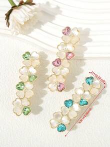 1件花朵水晶发夹，复古法式水晶珍珠发饰，优雅 - 彩色 - 查看 6