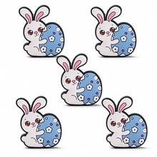 5颗复活节硅胶珠，可爱兔子造型带孔珠子，DIY串珠，手工饰品配件 - 彩色 - 查看 23