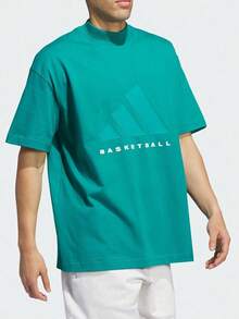 Camiseta de entrenamiento de cuello redondo de manga corta con estampado de letras Adidas THE COLLECTION CHAPTER 03 BASKETBALL camiseta, unisex, verde - Verde - Ver 1