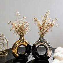 1 pieza Jarrón con forma de rosquilla, jarrón redondo de pasto pampa, jarrón decorativo moderno nórdico para flores, jarrón decorativo para boda, adecuado para dormitorio, sala de estar, mesa de café, oficina, decoración del hogar, regalo de cumpleaños de amigo, boda, inauguración de la casa, Día de la Madre - Multicolor 1 - Ver 6