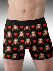 1 chiếc quần lót nam in hình theo yêu cầu - Hình mặt người và họa tiết trái tim màu pastel, quần lót nam in hình theo yêu cầu | Món quà Valentine/kỷ niệm tuyệt vời, quà tặng lý tưởng cho bạn trai, sản phẩm có thể tùy chỉnh, quần lót nam, quà tặng nam, quà Giáng sinh, quà nhét vào tất Giáng sinh cho người lớn, quà tặng đa năng chất lượng cao cho bạn trai - Nhiều màu - Xem 3