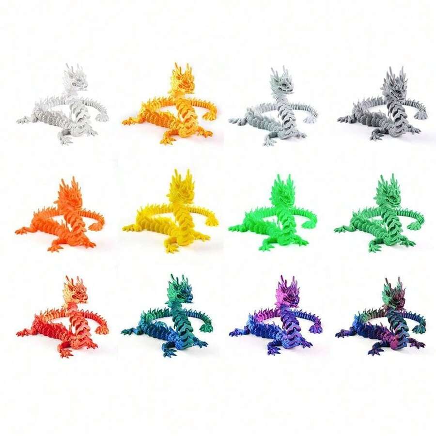 1pc 3D Printed Movable High-Precision Chinese Dragon Model, Creative Dragon Figurine/Toy, Recommended Gift (Note: Due To 3D Printing, The Color May Differ From The Actual Product, Please Refer To The Physical Item) - Multicolor - View 1