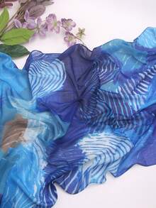 Luxury Digital Print Hijab - Abstract Contrast Artistic Scarf & Beach Sarong, Silky Large Shawl & Versatile Summer Wrap For Women, 180x70cm - Multicolor - View 21