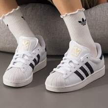 Adidas New Women's SUPERSTAR Shell Toe Sneakers (Clover Casual Shoes) - Black and White - View 6