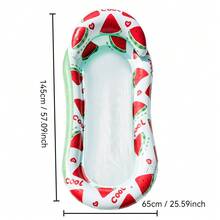 1个充气漂浮床，水果造型，西瓜和柠檬元素，带枕头设计，PVC材质，适用于水面、泳池、沙滩、主题派对，可用作充气水上漂浮物、水上休息座椅、充气漂浮物、游泳池充气筏，充气泵需另行购买。 - 西瓜檸檬躺椅 - 查看 14