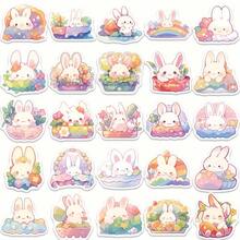 50 Easter Egg Bunny Vinyl Stickers |, Homemade, Cartoon Theme, Glossy, Suitable For Scrapbooks, Diaries, Laptops, Fenders, Scooters, Water Bottles, Computers, Mobile Phones, Hard Hats, Cars - A - 查看 7