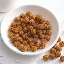 100颗10毫米陶瓷水钻珠，DIY手链项链饰品配件 - 100顆滿鑽陶泥珠 - 查看 6