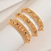 1pc Copper Inlaid Hollow Floral Filigree Vintage Palace Style Bracelet, High-End Feel, Suitable For Women's Banquet, Anniversary, Wedding Wear - Multicolor - View 1